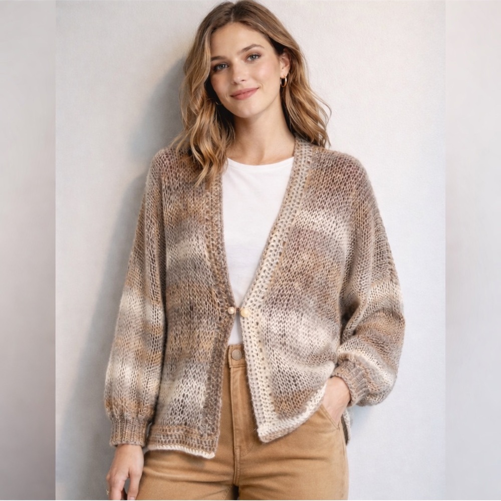 One of a Kind Hand Knit Cardigan size medium